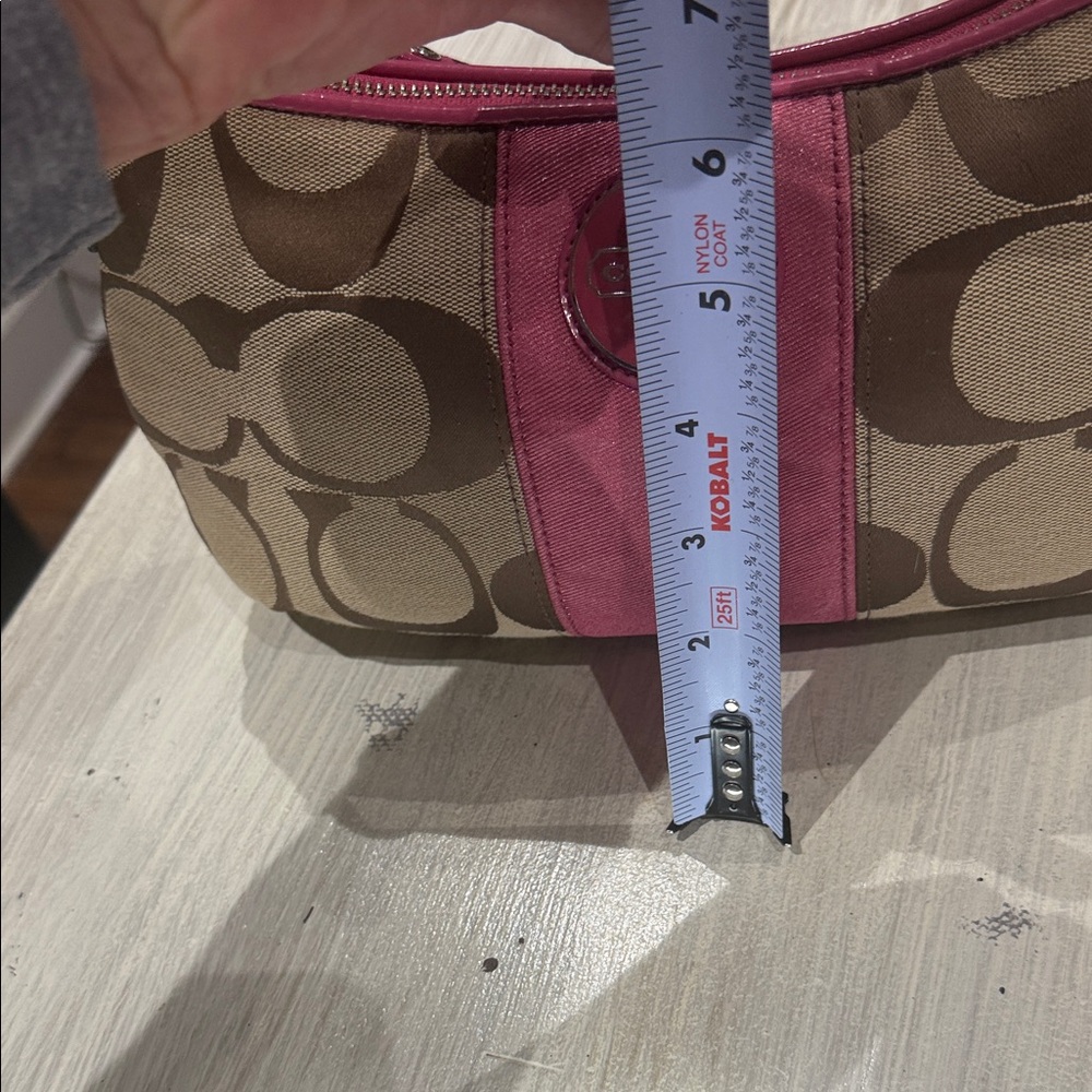 Coach Pink and Brown Signature Small Hobo Bag - Picture 11 of 14